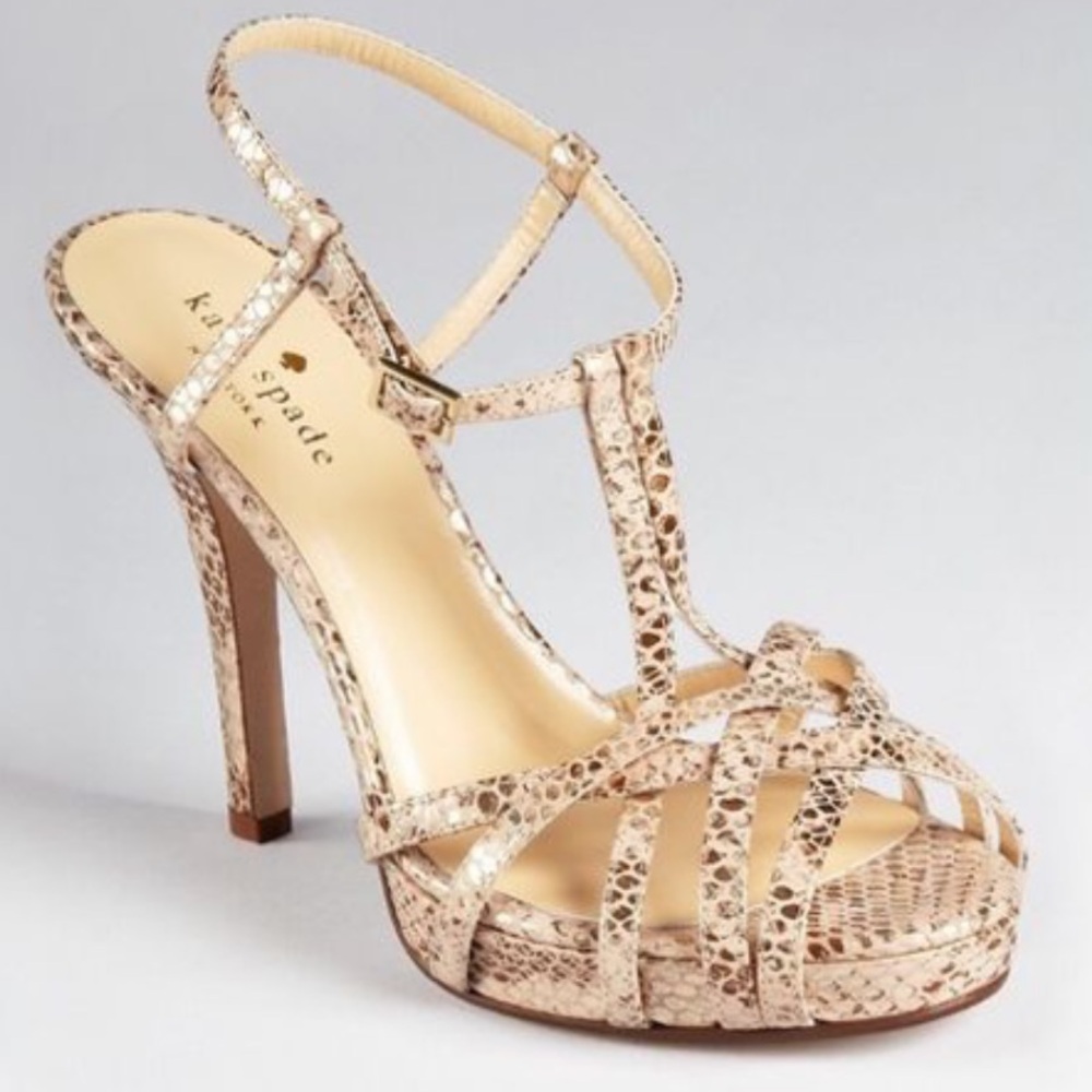 Kate Spade Renee Rose Gold Snakeskin Heels